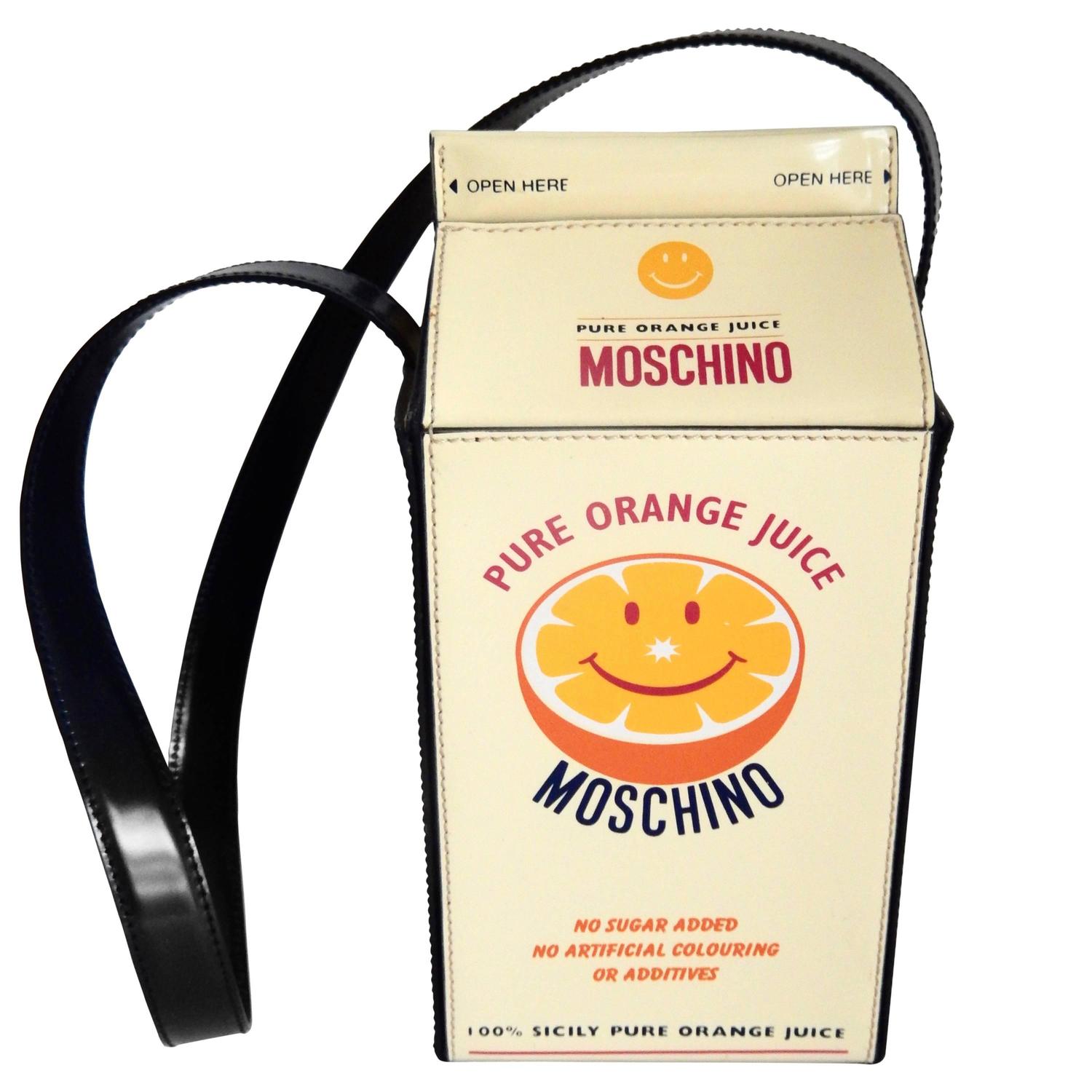 1990s Moschino Pop Art "Orange Juice Carton" Leather Handbag at 1stdibs