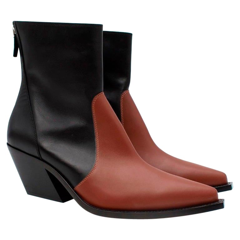 Givenchy Black & Tan Leather Western Ankle Boots For Sale