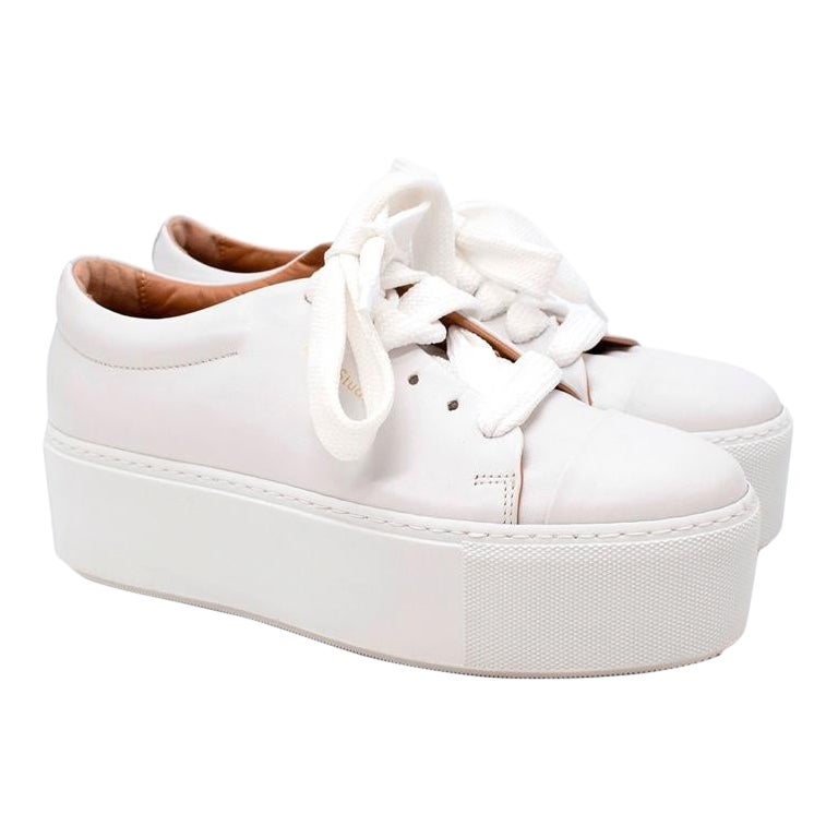 Acne Studios Drihanna White Leather Platform Trainers For Sale