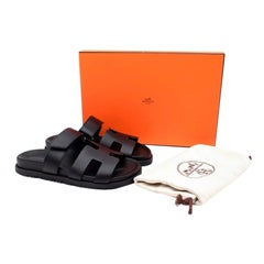 Hemes Black Chypre 36 Leather Sandals