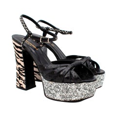 Saint Laurent Python, Glitter & Ponyskin Platform Sandals