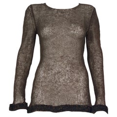 Brauner Strickpullover aus Wolle mit CC-Logo-Rüschen von CHANEL