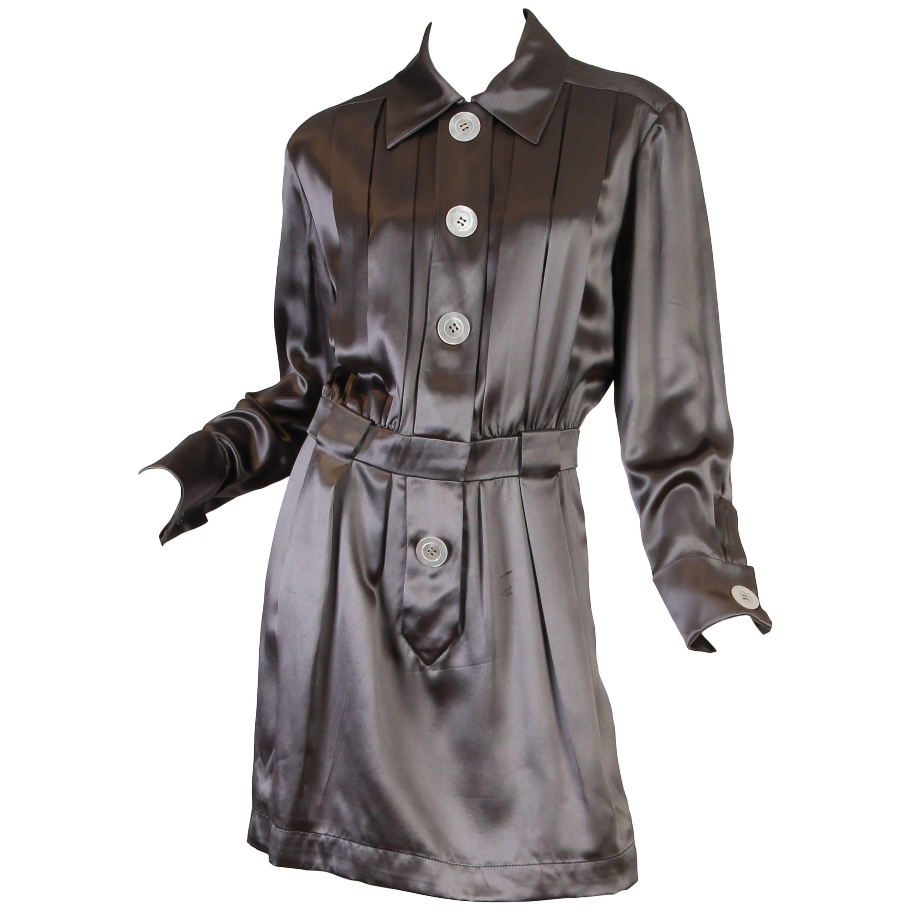 Chanel Boutique Luxe Satin Shirt Dress