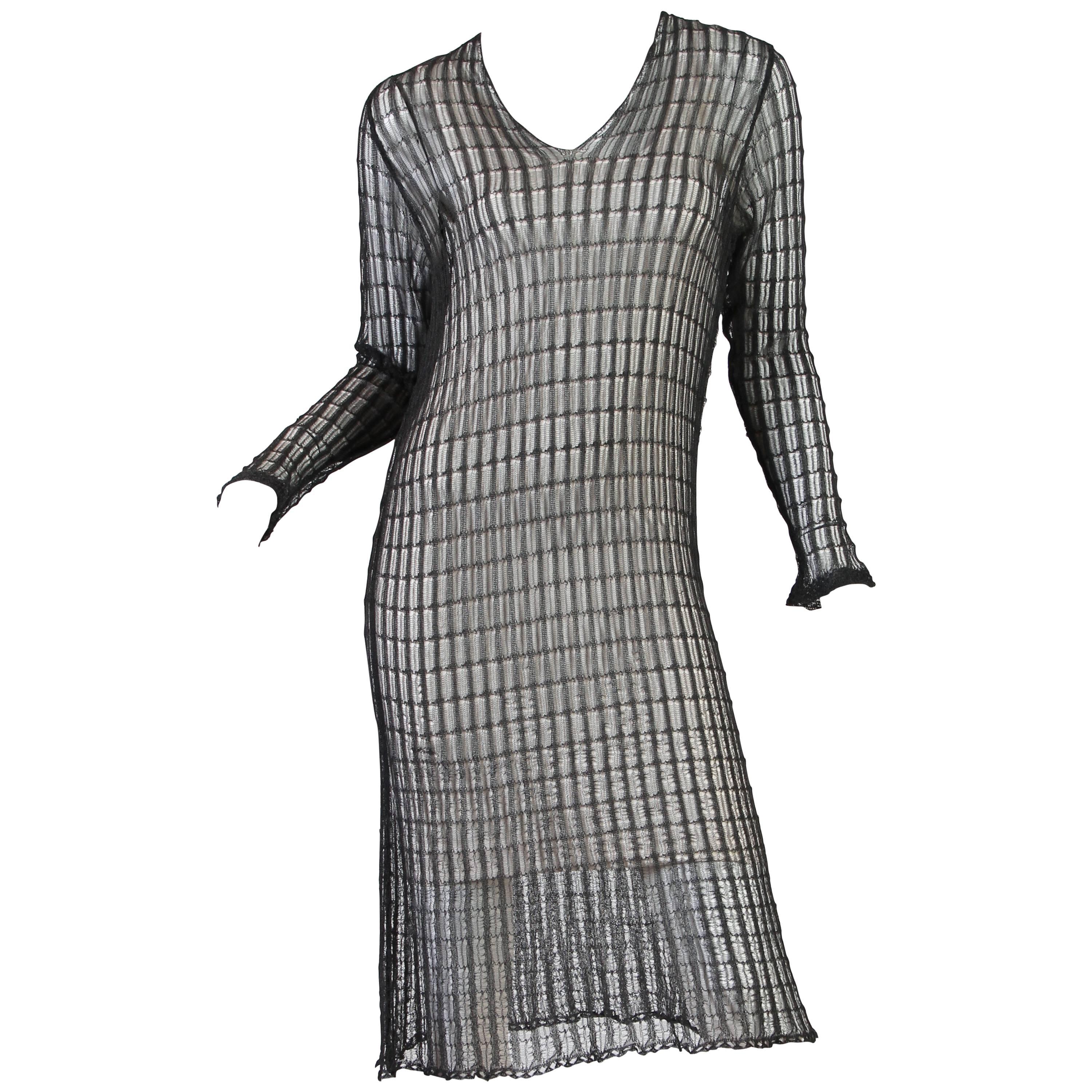 1990s Dries Van Noten Metallic Knit Sweater Dress