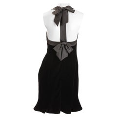 Nipon Boutique Black Velvet Halter Dress with Satin Ribbon