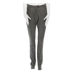DROME grey dropped crotch full length leather pants XS