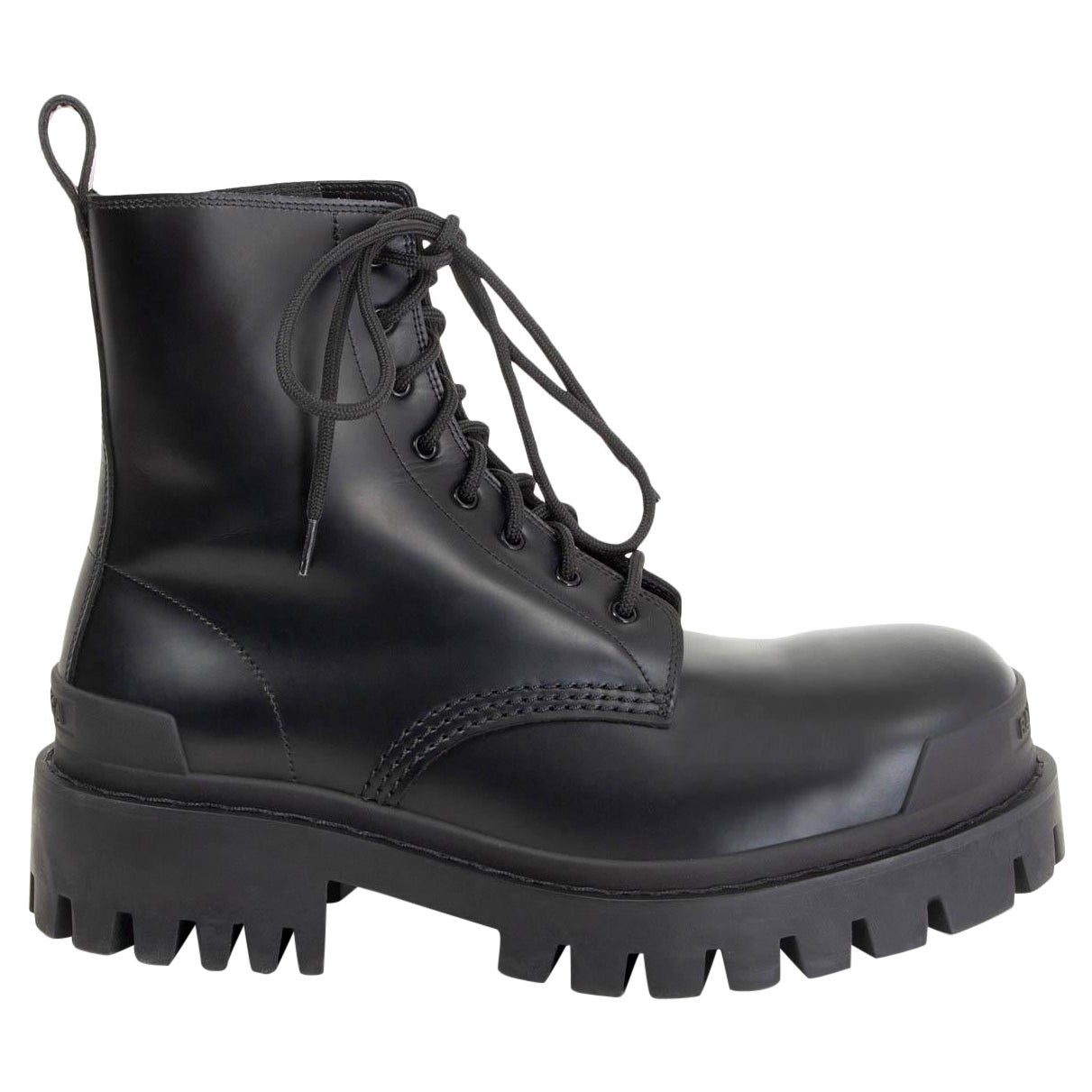 BALENCIAGA black leather STRIKE Combat Boots Shoes 38.5