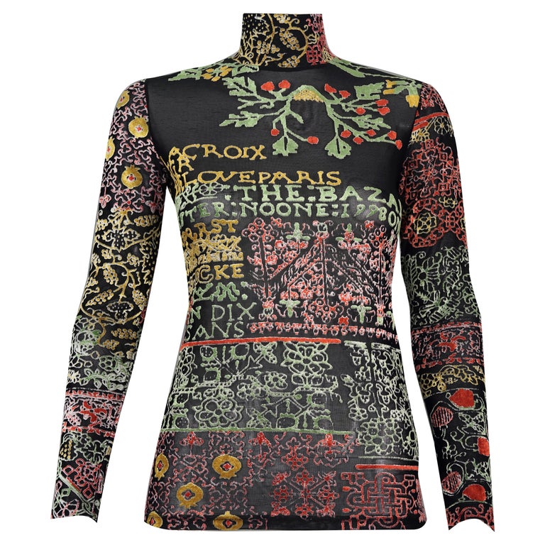 Vintage CHRISTIAN LACROIX Tattoo Effect Long Sleeves Shirt Top Sweater For  Sale at 1stDibs