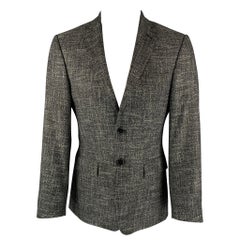 VERSACE COLLECTION Size 36 Dark Gray & White Heather Wool Blend Notch Lapel Coat