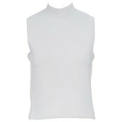 RALPH LAUREN PURPLE COLLECTION white textured knit mock collar vest top S