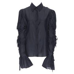 vintage YVES SAINT LAURENT TOM FORD black voluminous sleeve Victorian shirt FR42