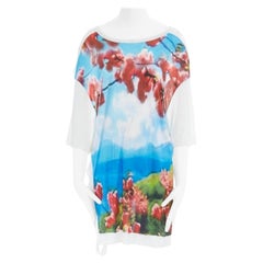 new MAISON MARTIN MARGIELA floral print deconstructed knot open back tee top S