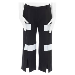 KENZO black pleated front white tape effect culotte short pants FR36 S 30"