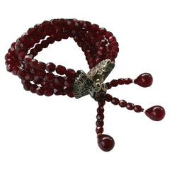 Antique Christian Dior Hypnotic Poison Promotional Multi Strand Garnet Beads Bracelet