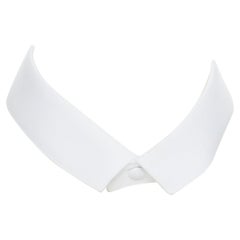 PRADA MIUCCIA white 100% cotton classic mandarin snap button collar XXS