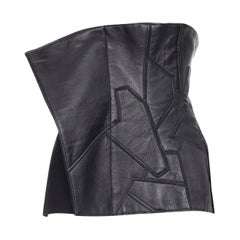 new YOHJI YAMAMOTO AW18 Runway black leather patchwork corset bustier belt JP2 M