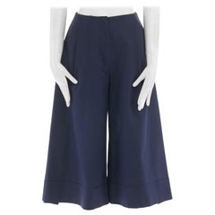 STUDIO NICHOLSON navy blue cotton wide leg cropped culotte pants US0 26"