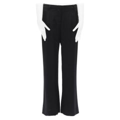 ALBERTA FERRETTI 100% seda pantalón ancho negro con pliegues delante IT40 S