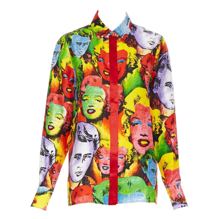 new VERSACE Runway Tribute pop art Marilyn Monroe James Dean silk 