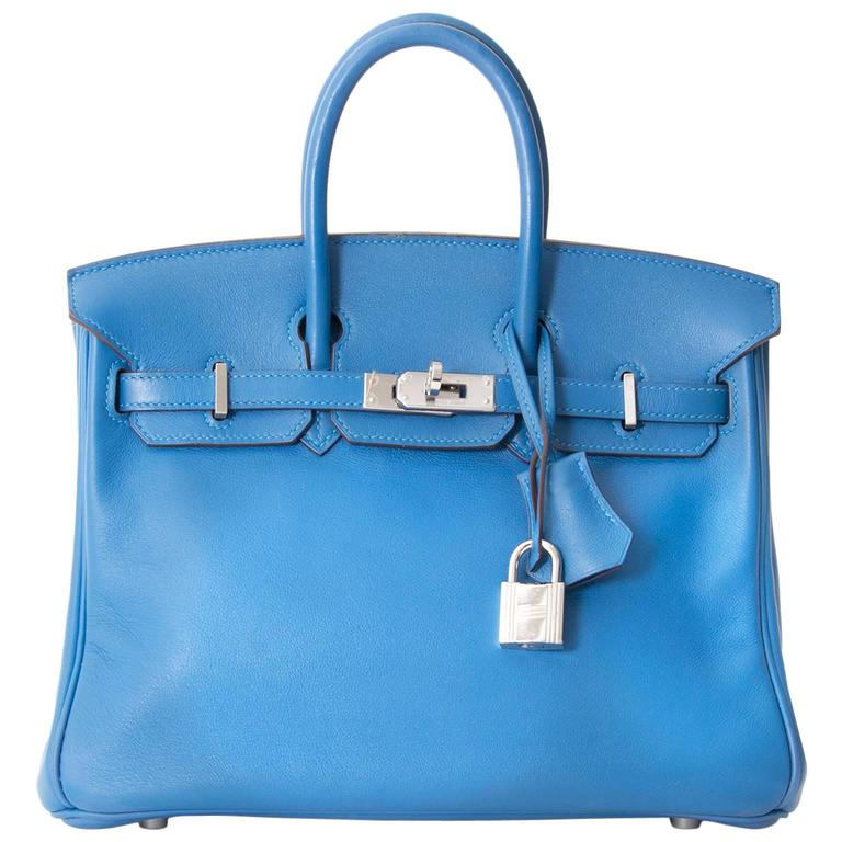 Hermes Birkin 25 Blue Mykonos Swift at 1stDibs