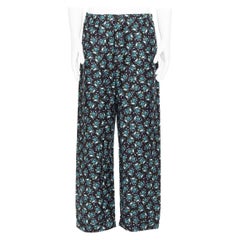 Neuer PRADA 2019 Frankenstein Menta schwarz-grüner Druck 100 % Seide Pyjama Hose S