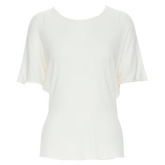 THE ROW white cotton jersey knit batwing  short sleeve top S