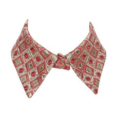 MIU MIU red gold silk damier lurex brocade Klimt pattern standard collar IT36
