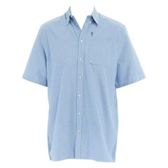 GIVENCHY TISCI light blue cotton cross embroidered short sleeve shirt top EU39