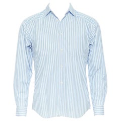 COMME DES GARCONS SHIRT SS04 light blue cotton button shirt pinstripe check XS
