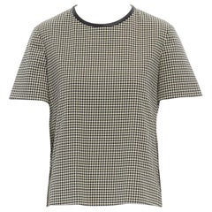 STELLA MCCARTNEY cotton blend houndstooth pleather trimmed boxy top IT38 XS