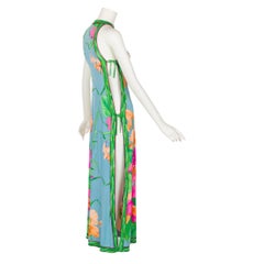  Vintage Leonard Paris Floral Print Open Side Silk Jersey Dress, 1970s