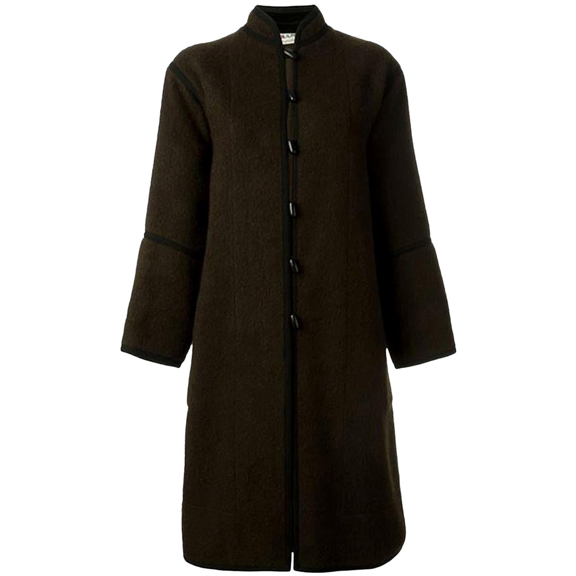 1970 YSL Yves Saint Laurent Brown Wool Coat Russian Collection