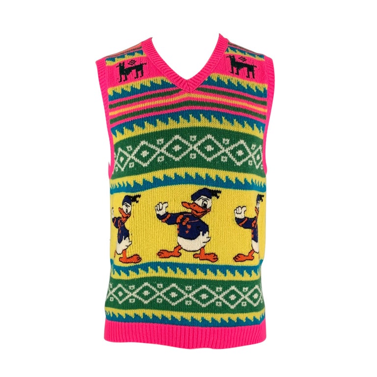 veiligheid Bel terug actrice GUCCI Size S Multi-Color Knitted Wool V-Neck Donald Duck Sweater Vest at  1stDibs