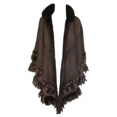 Nerz Pelz Reversible Cape Leder Fransen