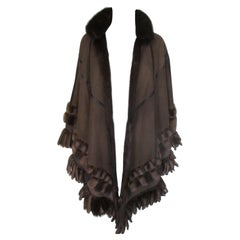 Mink Fur Reversible Cape Leather Fringe