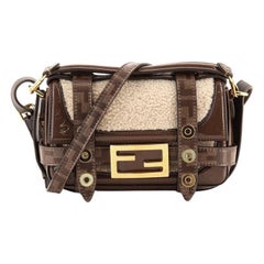 Fendi Baguette Cage Bag Shearling with Patent and Zucca Coated Canvas Min