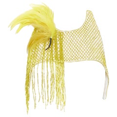 new DRIES VAN NOTEN 2019 runway yellow embellished feather harness top FR36 S
