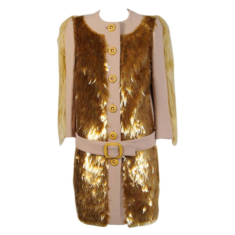 Prada Runway Sequined and Faux Fur Belted Coat, Fall-Winter 2011 For ...