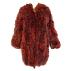Vintage Saint Laurent rive gauche red feathers fur
