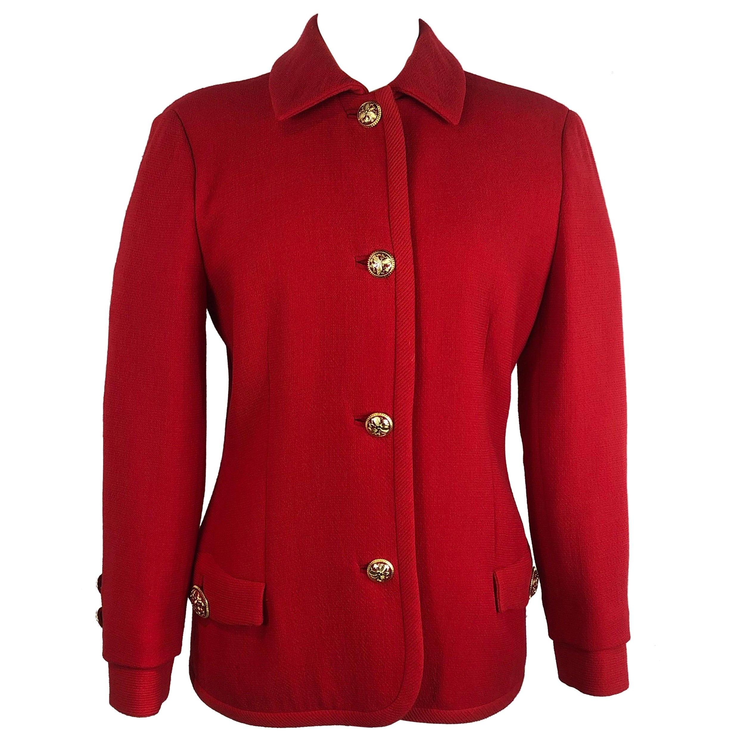 Veste en laine rouge Gianni Versace des années 80 en vente