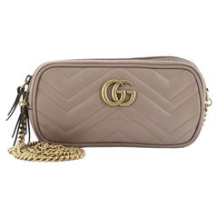 Gucci GG Marmont Triple Zip Chain Bag Matelasse Leather Mini