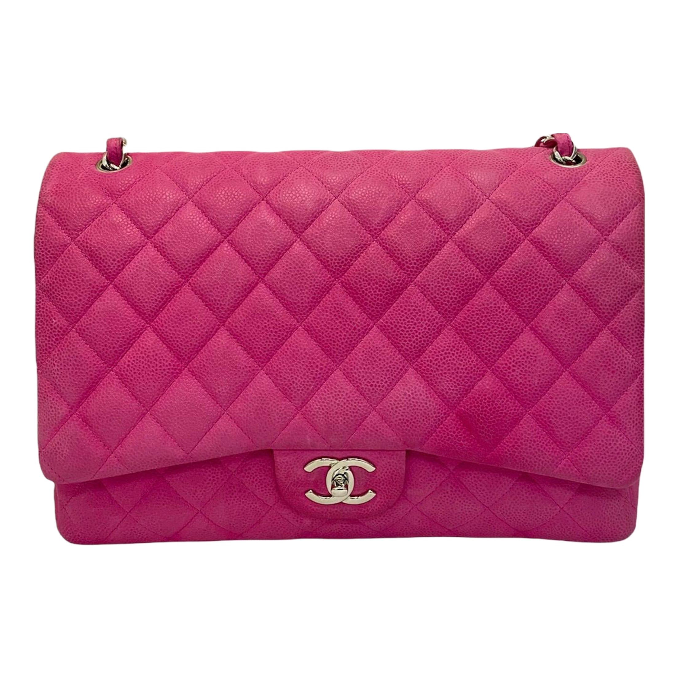 Chanel Fuchsia Leather Maxi Jumbo Bag