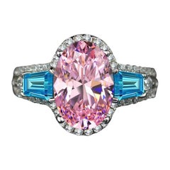 4 Carat  Lab Pink Sapphire Rings With Choice Of Colours  Sterling Silver
