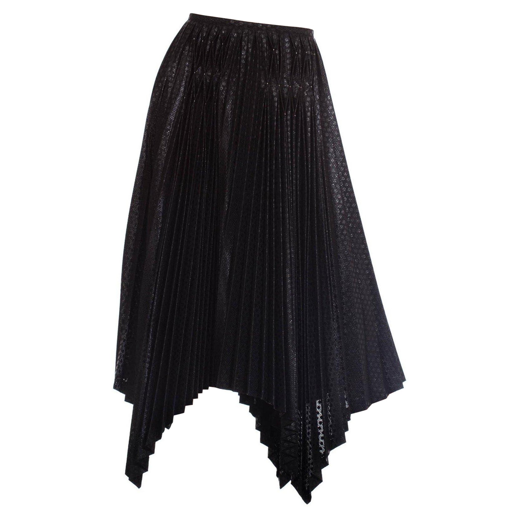 1990S ISSEY MIYAKE Black Metallic Polyester Pleated Skirt