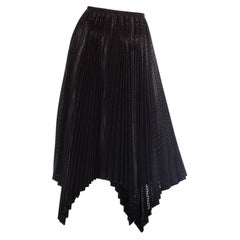 1990S ISSEY MIYAKE Gonna a pieghe in poliestere metallizzato nero