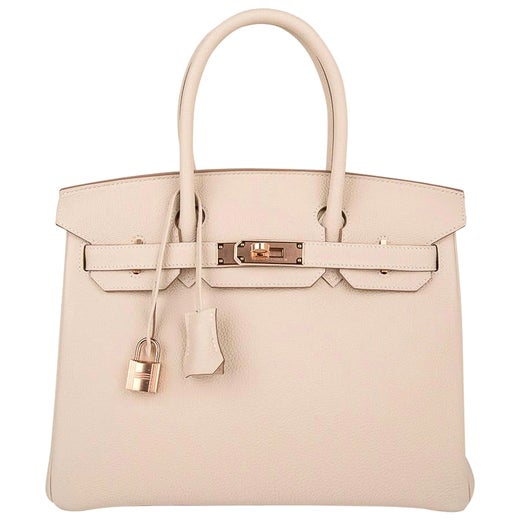 Hermes Craie Birkin 30cm Togo Rose Gold Hardware - Chicjoy