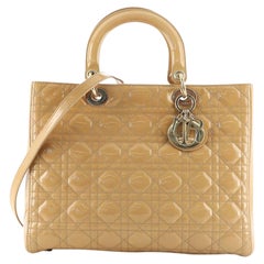 Christian Dior Lady Dior Bag Cannage Quilt Patent Large