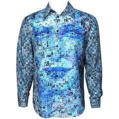 Mens Gianni Versace Couture Silk Portrait Shirt