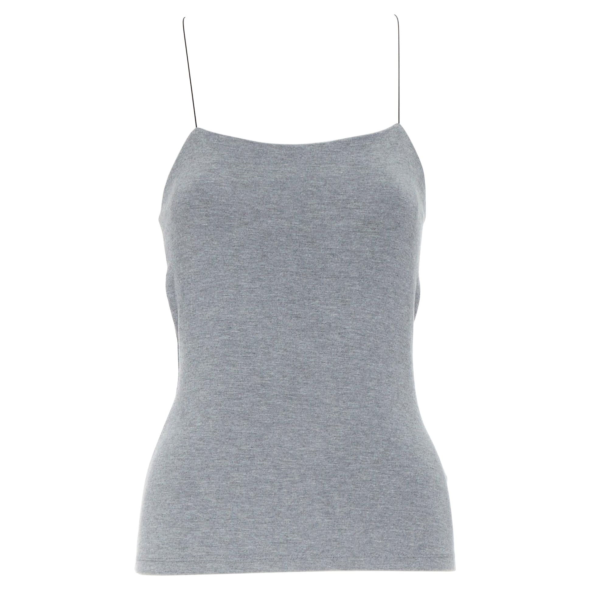T BY ALEXANDER WANG grey cotton jersey wire spaghetti strap cami tank top XS For Sale
