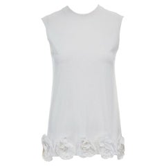 VVB VICTORIA BECKHAM white cotton 3-D floral applique sleeveless tank top XS